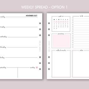 DATED Weekly Planner Inserts A5 | Diary Page Refill [classic:WEEK2] option 1