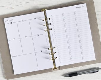Meal Plan & Shopping List | A5 Planner Inserts