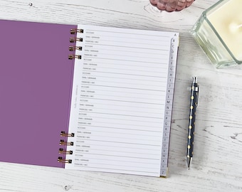 A-Z Tabbed Contacts Address Book | A5 Wirebound Notebook