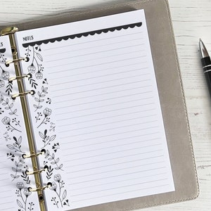 Pagine per appunti A5 Inserti per planner / Ricarica per pagine per appunti [floral:NOTES1]
