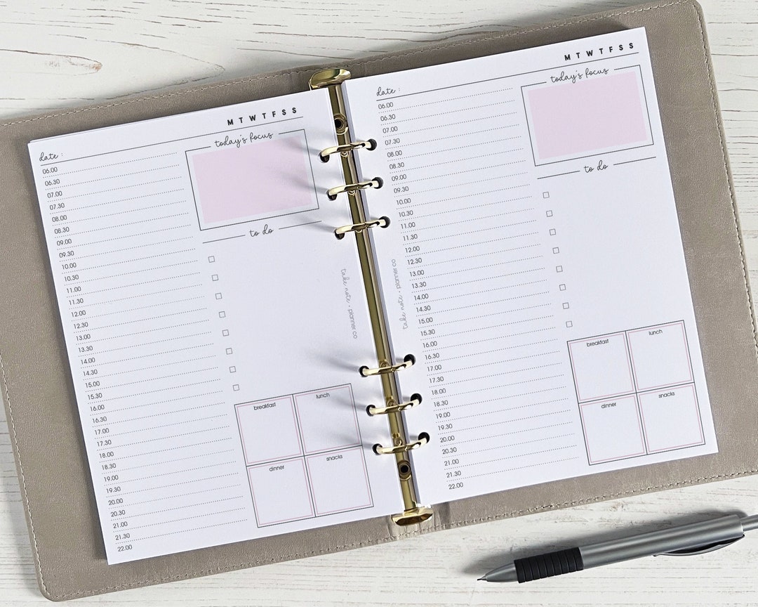 Undated Daily Planner Inserts A5 | Day per Page Diary Refill | A5 ...