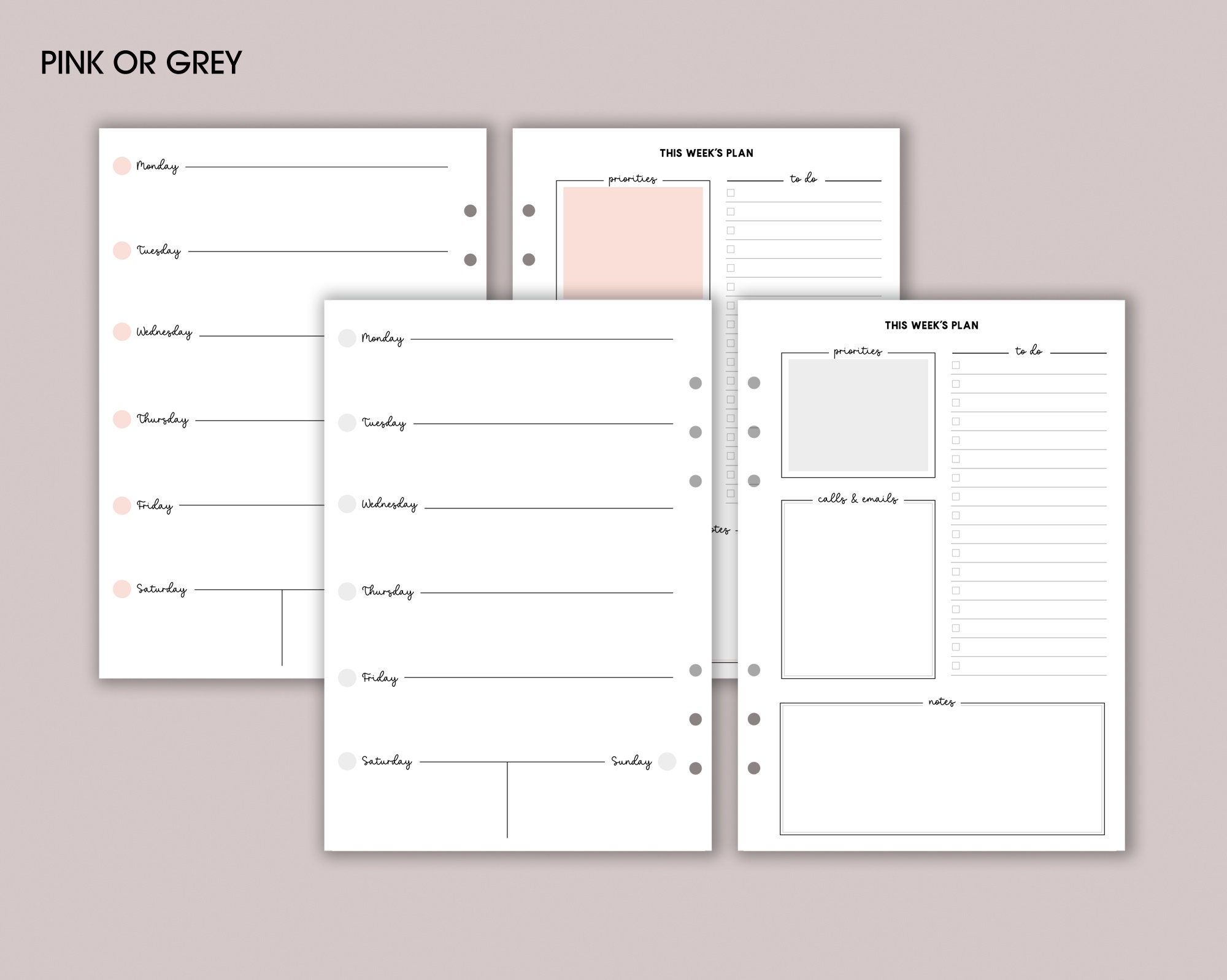 Undated Weekly Planner Inserts A5 Undated Weekly Diary Page Etsy UK