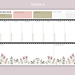 Weekly Planner A4 Deskpad Tear-Off Floral Note Pad option 5