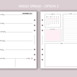 DATED Weekly Planner Inserts A5 | Diary Page Refill [classic:WEEK2] option 2