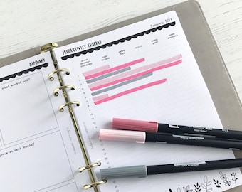 Productivity Tracker A5 Planner Inserts [floral:PRODUCTIVITY1]