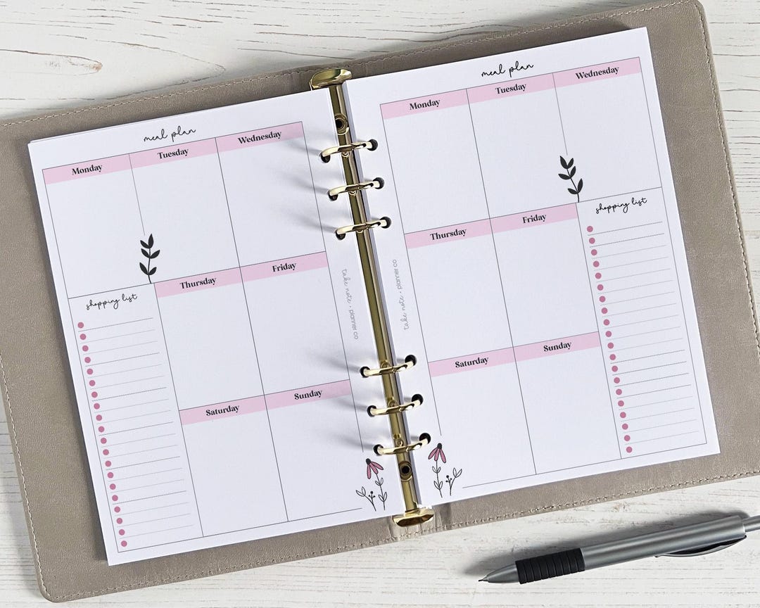 Meal Plan & Shopping List A5 Planner Inserts - Etsy