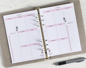 Meal Plan & Shopping List A5 Planner Inserts