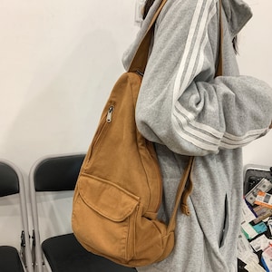 Crossbody Canvas Bag for Women and Men Slouchy Bag Shoulder Bags Messenger Bag Travel Bags Casual Bag Tote Bag Gift for Her image 8