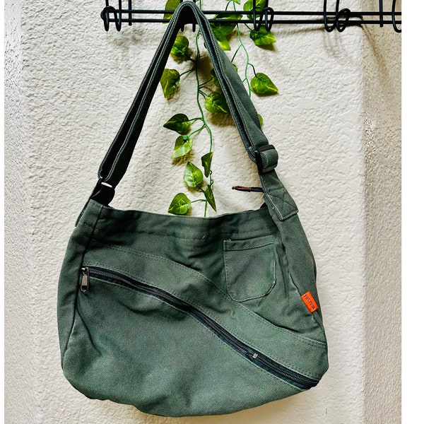 Crossbody Canvas Bag for Women and Men - Large Capacity Slouchy Bag - Shoulder Bags - Messenger Bag - Travel Bags - Casual Bag - Tote Bag