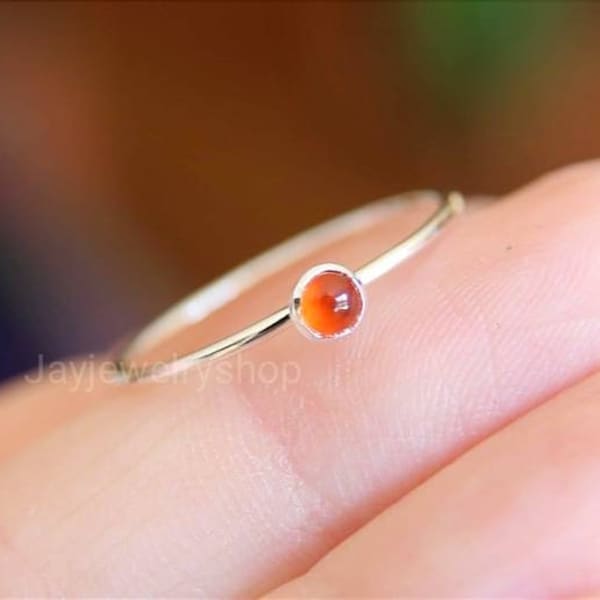 Carnelian Ring, Gemstone Ring, Tiny Carnelian Ring, Red, Modern, Simple, Everyday, Gift, Gemstone Jewelry, Natural Stone, Stacking Ring,Gift