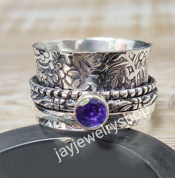 Amethyst spinner ring online