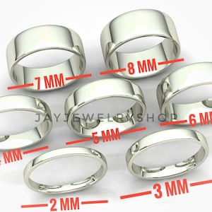 Sterling Silver Flat 2mm 3mm 4mm 5mm 6mm 7mm 8mm Stainless Steel Comfort Fit Plain Wedding Band Solid 925 Sterling Ring All Sizes Available