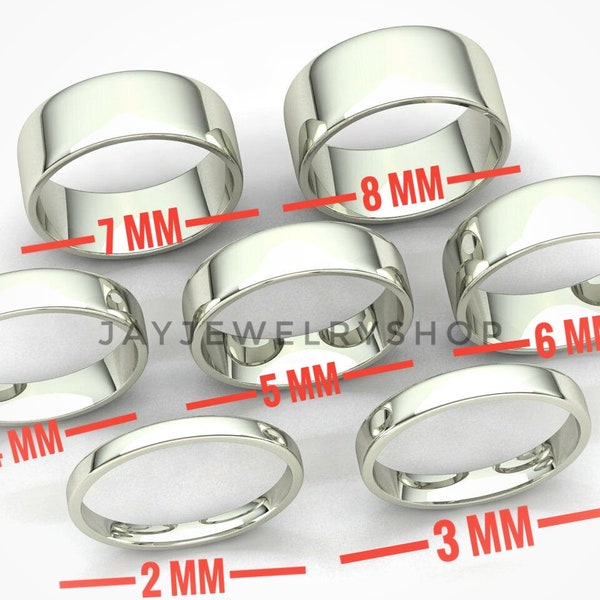 Sterling Silber Flach 2mm 3mm 4mm 5mm 6mm 7mm 8mm Edelstahl Comfort Fit Schlichte Hochzeit Band Solide 925 Sterling Ring Alle Größen erhältlich