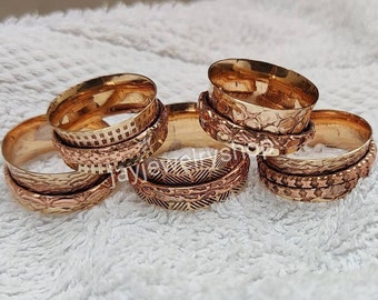 koperen spinner ring, bulk ringen voor vrouwen, handgemaakte ringen, koperen band ringen, spinner ringen, groothandel lot sieraden ringen, US SZ 6 tot 11