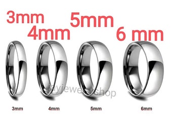 3MM-6MM Silver Stainless Steel Comfort Fit Plain Wedding Band Solid 925 Sterling Ring Band Ring  Different Sizes Available