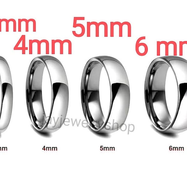 3MM-6MM Silber Edelstahl Comfort Fit schlichter Ehering Massiv 925 Sterling Ring Bandring verschiedene Größen erhältlich