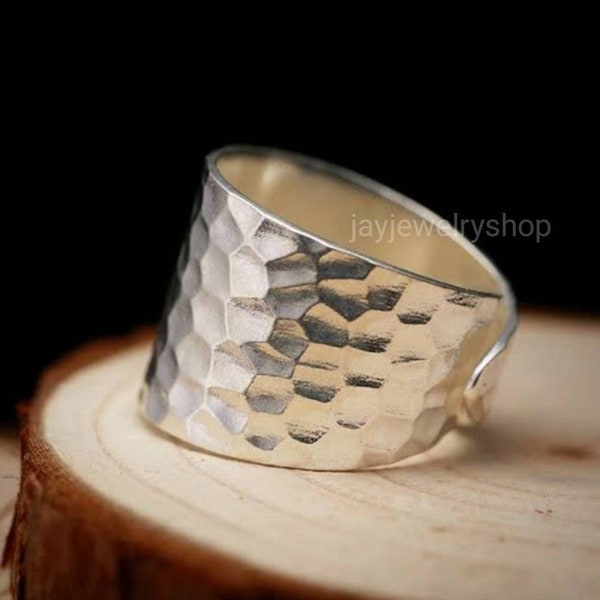 Sterling Silver wide ring, adjustable ring, statement ring, wide band ring, thumb ring, silver ring, Chunky Ring, Hammered Ring,Wide Ring