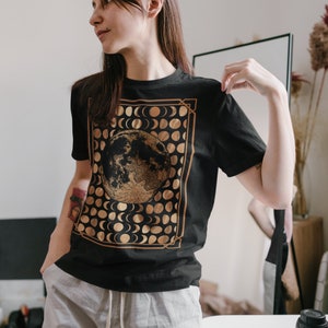 Moon on Moon print, Bella + Canvas, ChelseyBridgesShop, Gothic, Boho, Gothemian, Black, Moon, shirt, tee