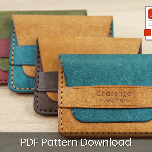 Leather Flap Wallet - PDF Template - Leather Pattern Digital Download
