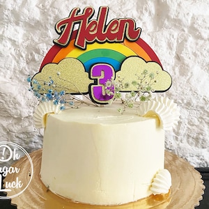 Regenbogen Cake Topper - bunte Dekoration für einen Geburtstagskuchen