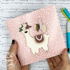 3D Grußkarte, Grußkarte mit Lama, 3D Geburtstagskarte, Geburtstagskarte mit Lama, Geburtstagsgrüße, lustige Tierkarte, Eco Papier Geschenk