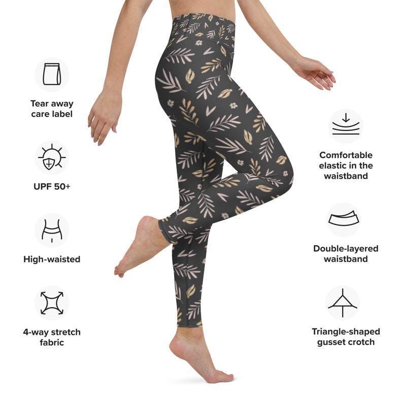 Boho Max 70% OFF Leaves Floral Yoga Quantity limited Leggings Design