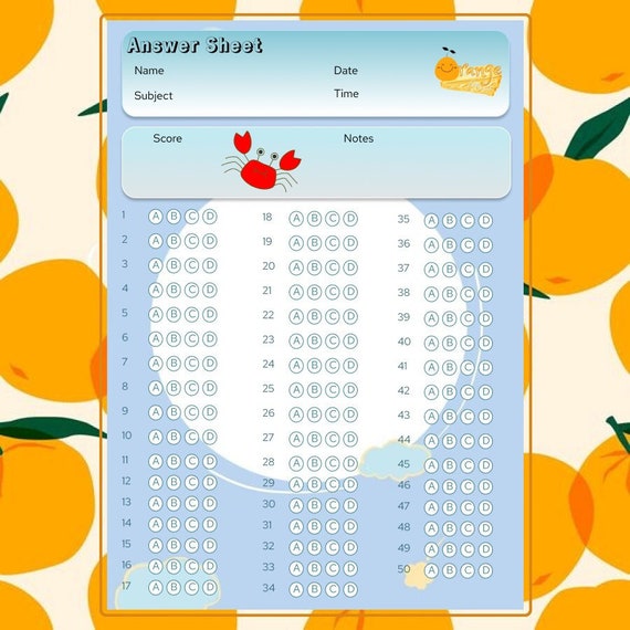 Answer Sheet Bubble Sheet Templates for Tests Quizzes Etsy