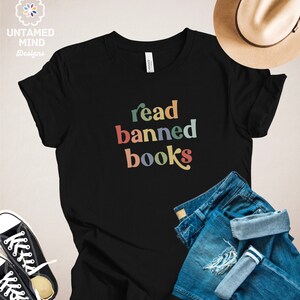 Read banned books shirt, librarian, teacher shirts, professor, graduate school, book lover, booktok, Unisex Jersey Short Sleeve Tee