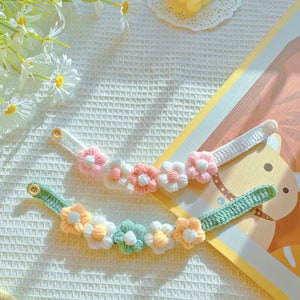 Pretty Flower Crochet Cat & Small Dog Collar, Unique Handmade Clothes Accessory for Kitten and Puppy, Adorable Beautiful Floral Bandana Gift