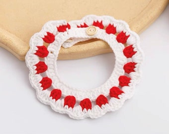 Cute Cat & Small Dog Crochet Collar, Unique Fancy Handmade Bow Tie, Cute Pet Neckwear Bandana, Luxury Kitten Puppy Clothes Accessory Gift