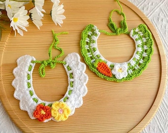 Precioso collar de ganchillo con estampado floral primaveral para gatos y perros pequeños, accesorio único para mascotas con diseño floral, bonito y moderno accesorio de ropa para gatitos y cachorros.