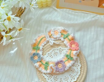 Bonito collar floral de ganchillo para perros y gatos, Hermosa correa estilo flor para gatitos, Cachorros, Accesorio único hecho a mano, Adorable regalo para padres de mascotas