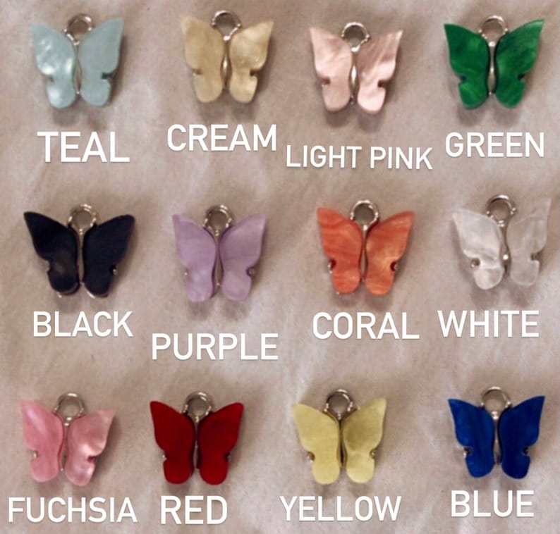 Butterfly Threader Earrings Available in Black, White, Cream, Light Pink, Coral Pink, Red, Yellow, Green, Teal, Blue, Purple, and Fuchsia image 5