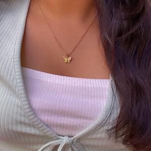 Gold Butterfly Necklace, Gold Dainty Necklace, Spring Necklace, Butterfly Jewelry, Gold Jewelry