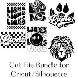 Arquivo de corte PNG SVG Mascote Retro Lions para sublimação - Design Digital