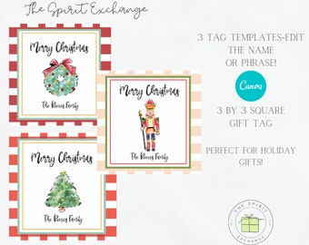 Editable Christmas | Family & Personal Holiday Gift Tags | Download Printable Template CANVA