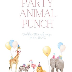 Editable Party Animals Birthday Party Signs Wild One Animals Party-Zoo Safari Animals Girl-Download Printable Template Canva image 6