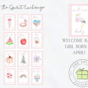 Baby Girl April : Cartes d'étapes saisonnières | Douche de bébé | Première année | Cartes mensuelles | Photos | Jalon mensuel | La première année de bébé