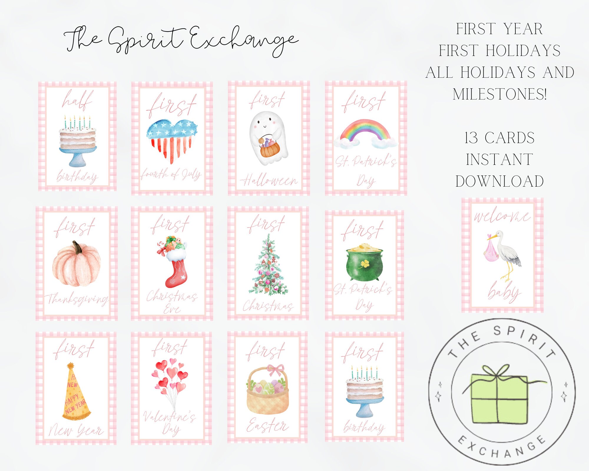 Baby Girl | Seasonal Milestone Cards | Baby Shower | Milestone | Holidays | Month Cards | Pictures | Monthly Milestone | Baby's First Year