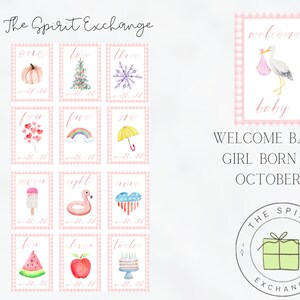 Bébé fille d'octobre : cartes d'étape saisonnière | Douche de bébé | Première année | Cartes mensuelles | Photos | Jalon mensuel | La première année de bébé