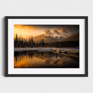 Three Sisters Mountain Photography Print, Alberta Landscape Art