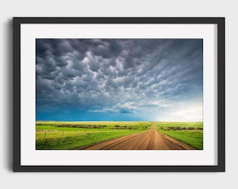 Prairiestorm kunstfotografie print, Saskatchewan landschap, Mammatus Clouds