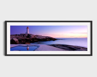 Peggy's Cove Lighthouse Print, Nova Scotia Sunset Photography, Canada Wall Art