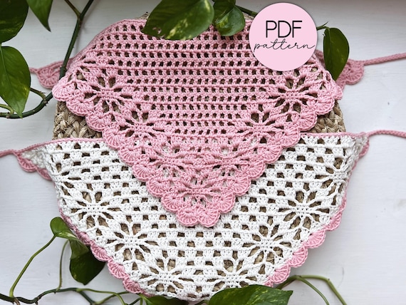 Crochet Pattern: Floral Bandana, Bordered With One Flower  display picture 1