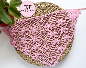 Crochet Pattern: Floral Mesh Bandana, PDF Digital Download