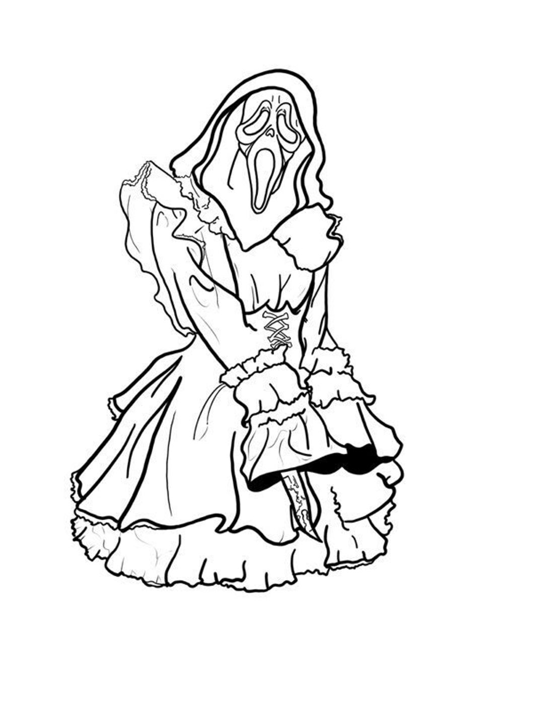 Ghostface Maid Coloring Page Digital Printable Etsy UK