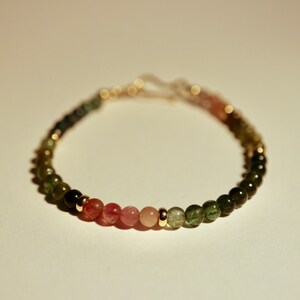Dainty Tourmaline Bead Bracelet With Hook and Eye Clasp