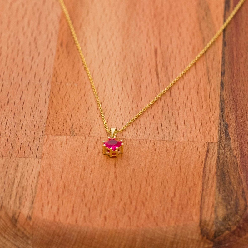 Gold Birthstone Necklace Personalized Birthstones Pendants Etsy