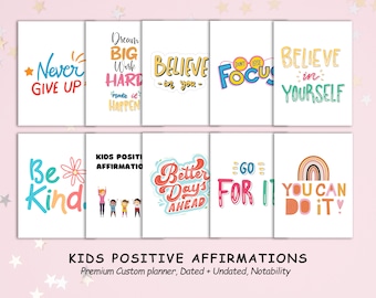 Kinder positive Affirmationskarten, Affirmationskarten, Kinder Empowerment Karten, Selbstliebekarten, Motivationswerkzeug, positives Elternwerkzeug