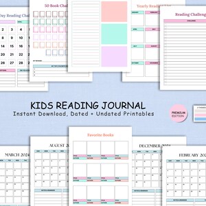 Diario de lectura colorido para niños, Registro de libros divertidos, Diario de cuentos para niños, Rastreador de progreso de lectura, Diario de libros para niños, Registro literario